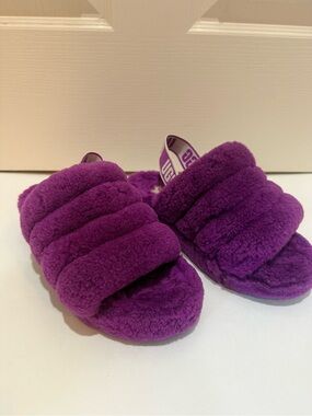 UGG Purple Plush Shearling Slide Slippers size 6